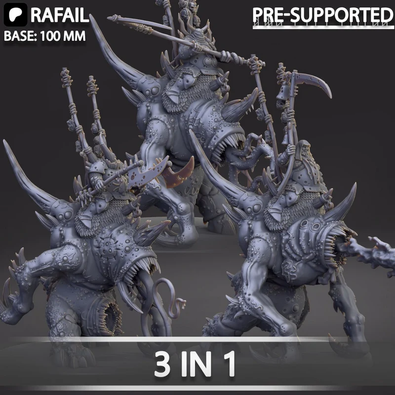 Pox Maggoth Warhammer creature miniatures with horns, spikes, weapons and grotesque organic detail