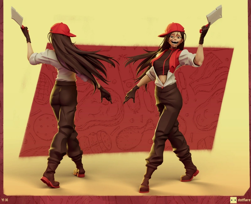 Yi-XI Butcher's Vanity original character figure holding a raised cleaver