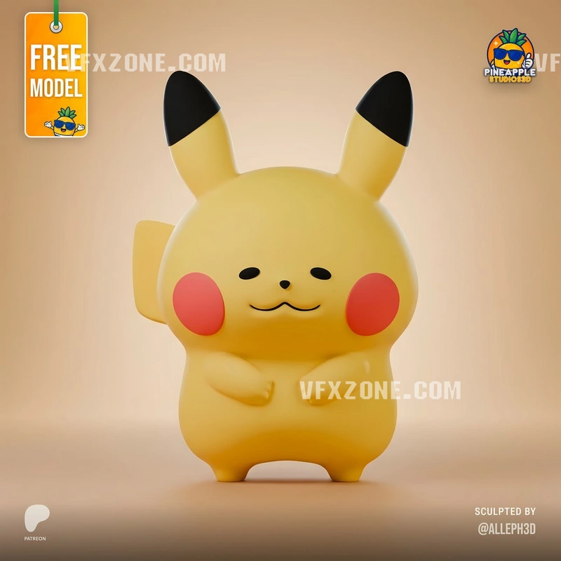 Smiling yellow Pikachu figure with red cheeks and black-tipped ears