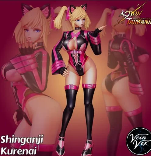 Kurenai Taimanin female ninja figure in a black and pink outfit with cat-like ears