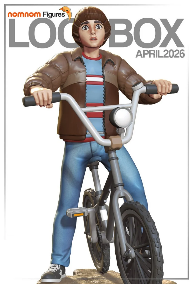 Will Byers Stranger Things figure standing with a bicycle