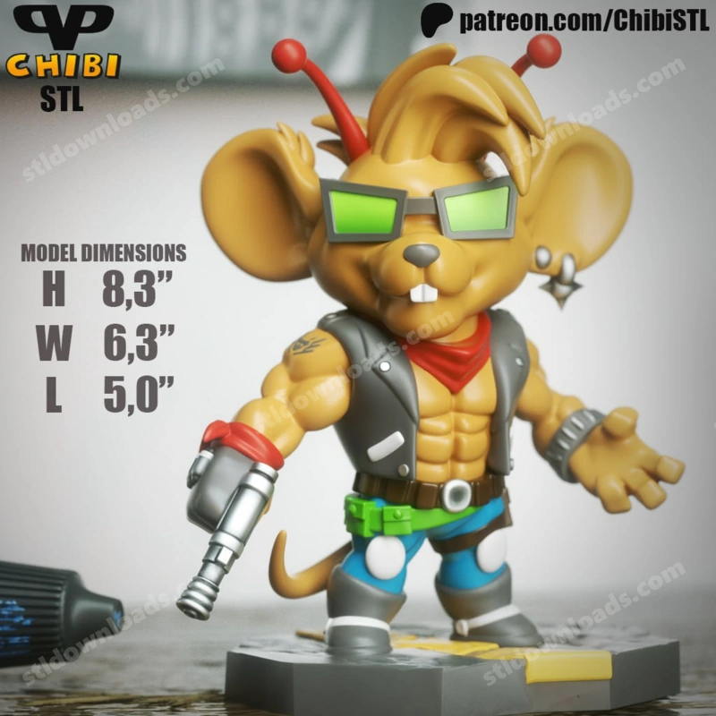 Chibi Throttle figure from Biker Mice from Mars with goggles and biker gear