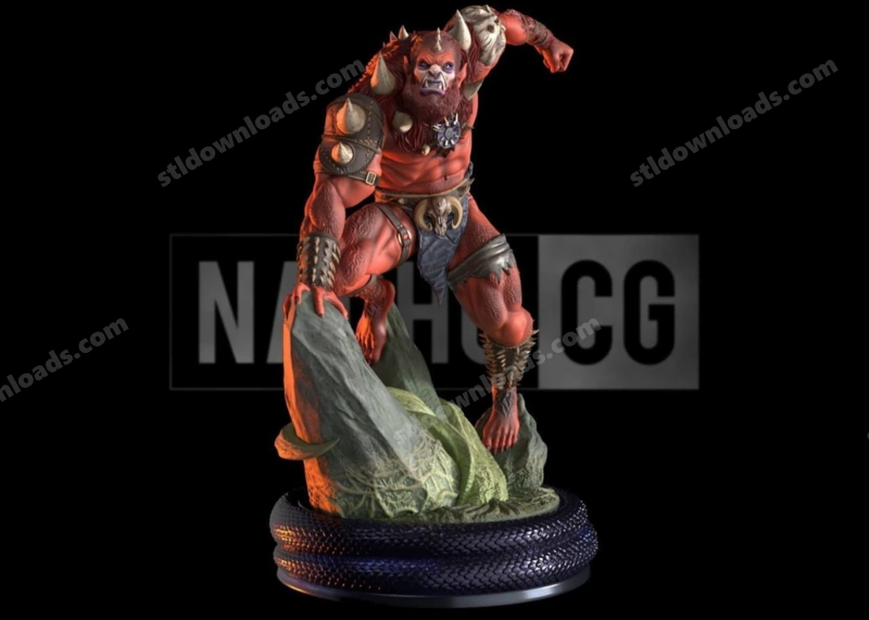 Beast Man Masters of the Universe 3D model on a sculpted base
