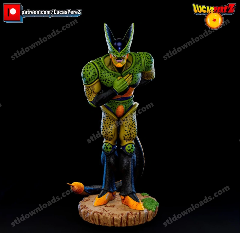 Cell Second Form Dragon Ball character figure on a textured base
