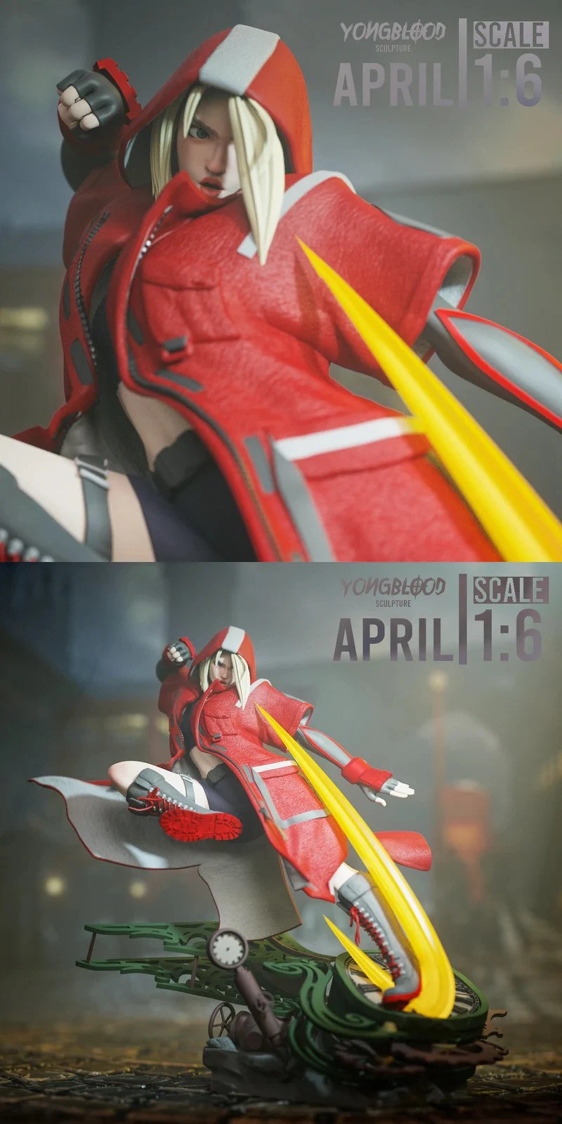 Cammy from Street Fighter in a red outfit with a raised fist