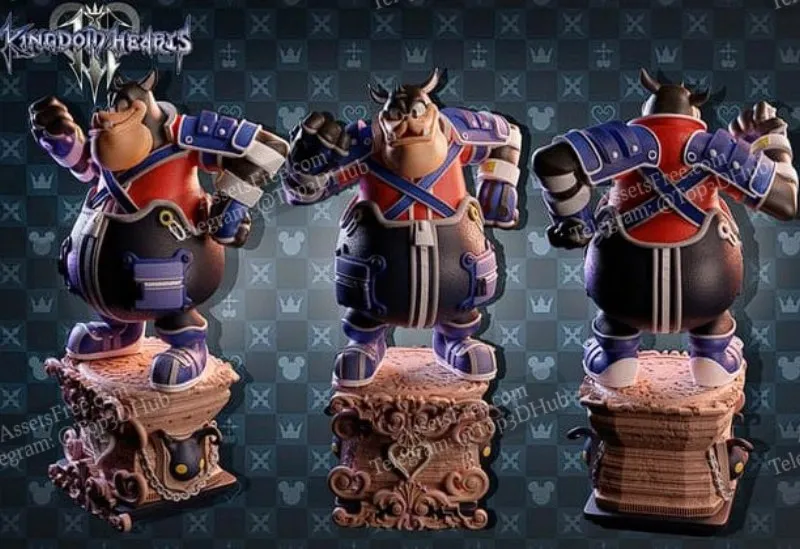 Pete from Kingdom Hearts 3D figure with armor and ornate pedestal