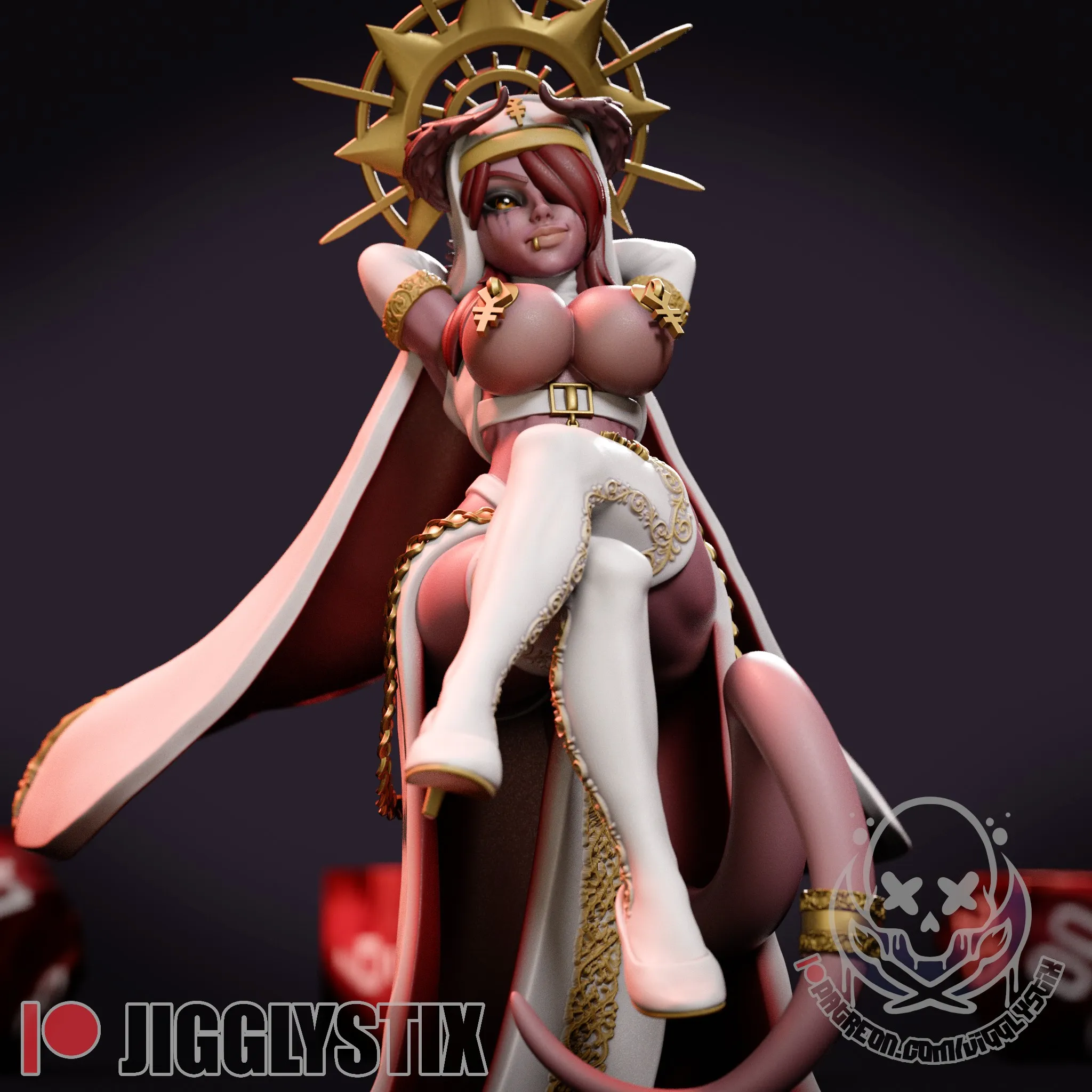 Demon Nun 2 original character figure with horns, ornate robes, and a spiked halo