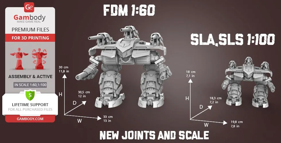 Gray Omega BattleMech figure with heavy armor and multiple weapon barrels