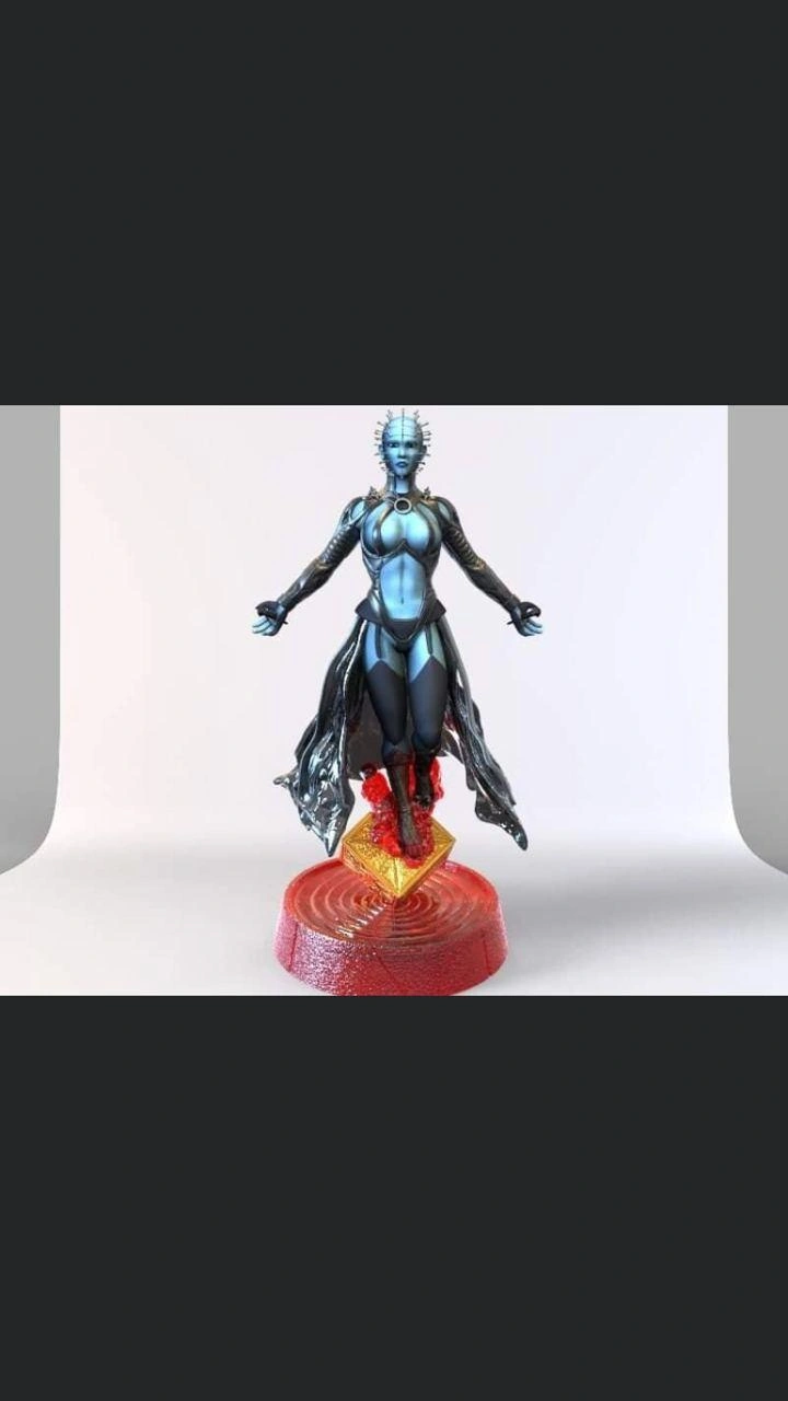 Hell Priestess original character statue with spiked head and decorative display base