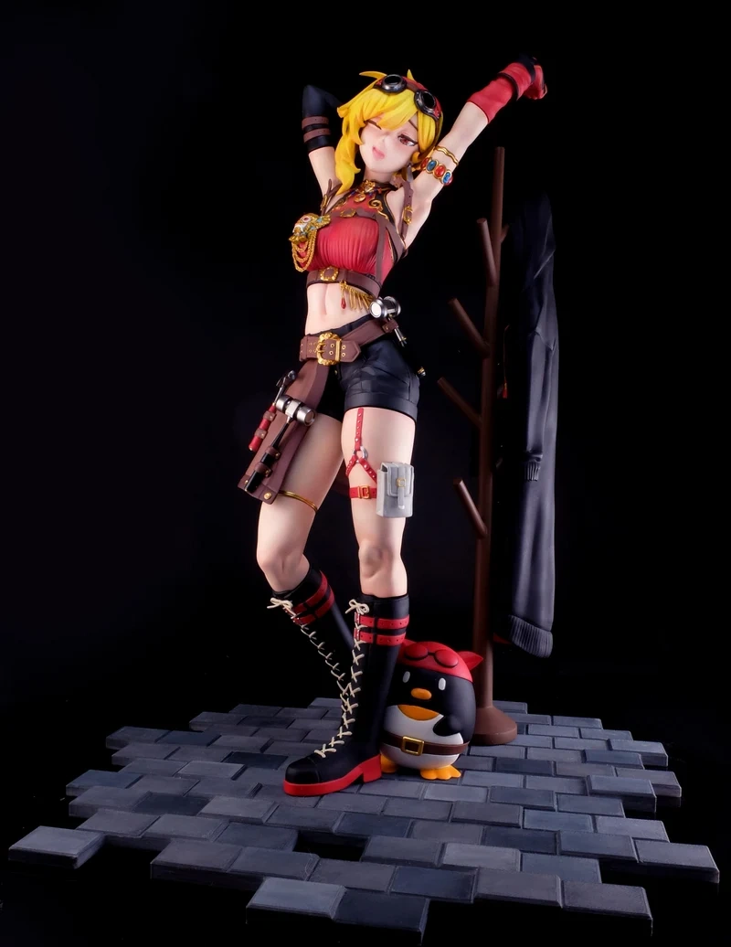 Kaela Kovalskia Hololive figure with blonde hair, goggles, gear, and companion