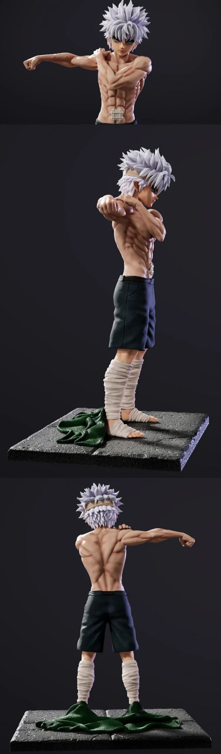 Killua Zoldyck Hunter x Hunter 3D figure in a punching pose
