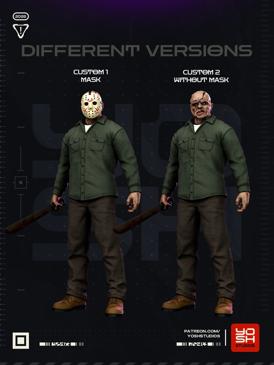 Jason Voorhees life-size figure in masked and unmasked variants