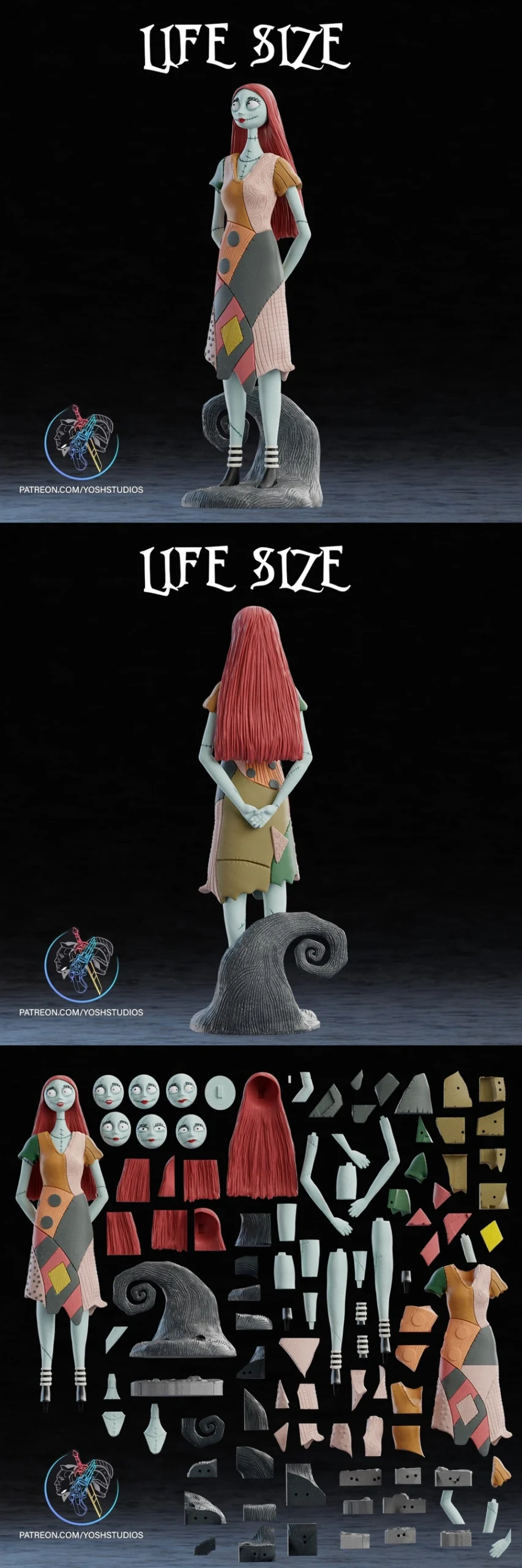 Sally character figure from The Nightmare Before Christmas on a curling base