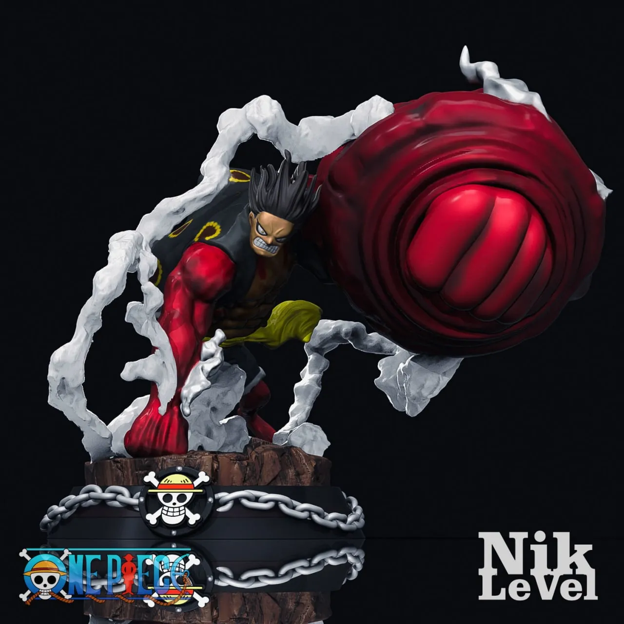 Luffy Gear 4 Kong One Piece fan art statue with oversized red fist