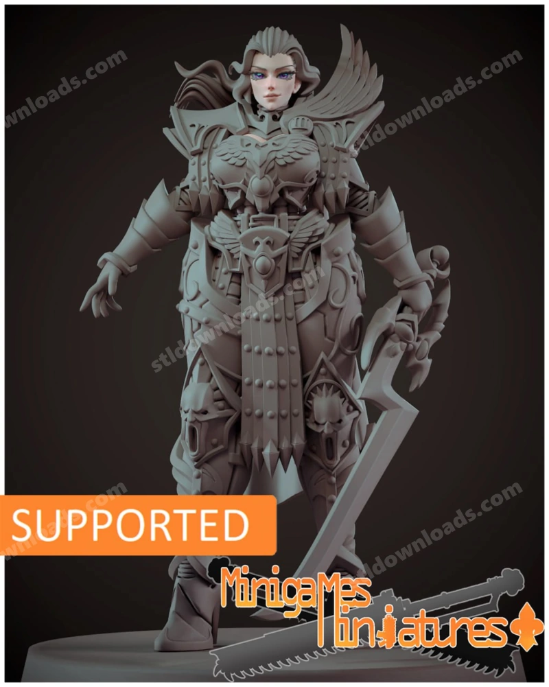 Fulgrimia original fantasy warrior in ornate armor with wings and a sword