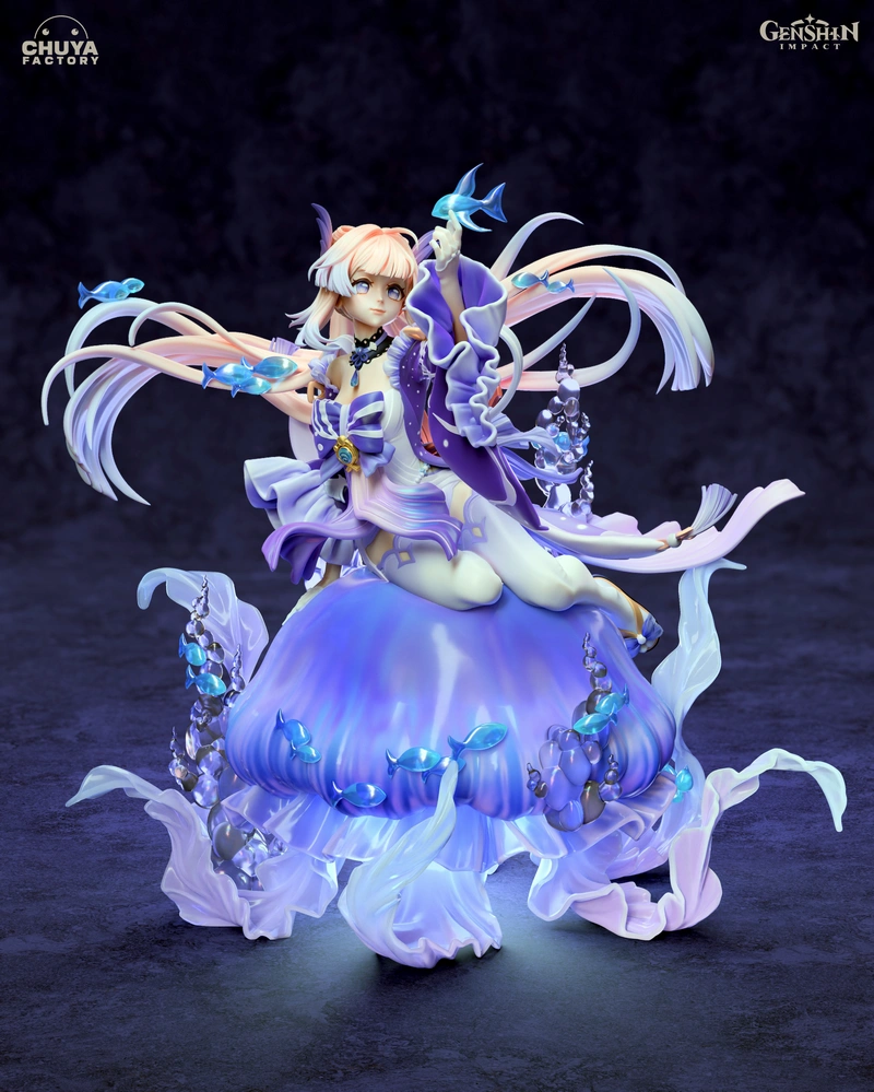 Sangonomiya Kokomi Genshin Impact figure seated on an aquatic base