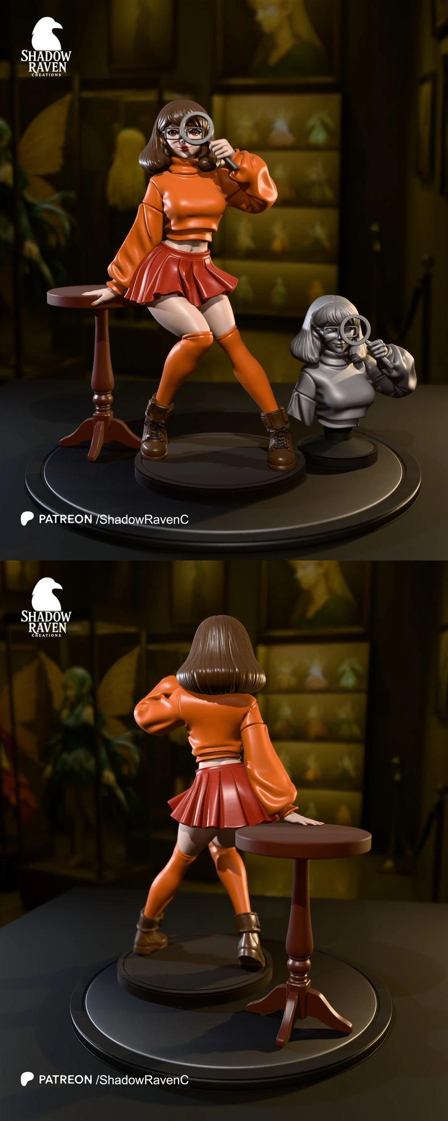 Velma Dinkley Scooby-Doo figure with glasses and magnifying glass