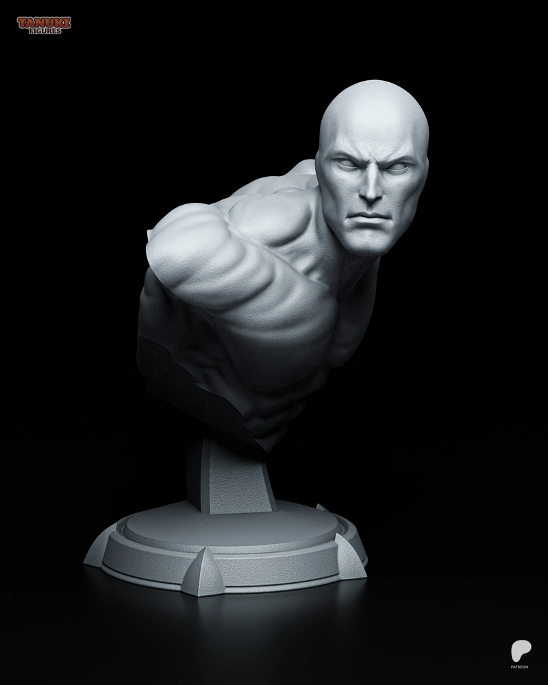 Silver Surfer Marvel bust with a dynamic pose on a geometric display base