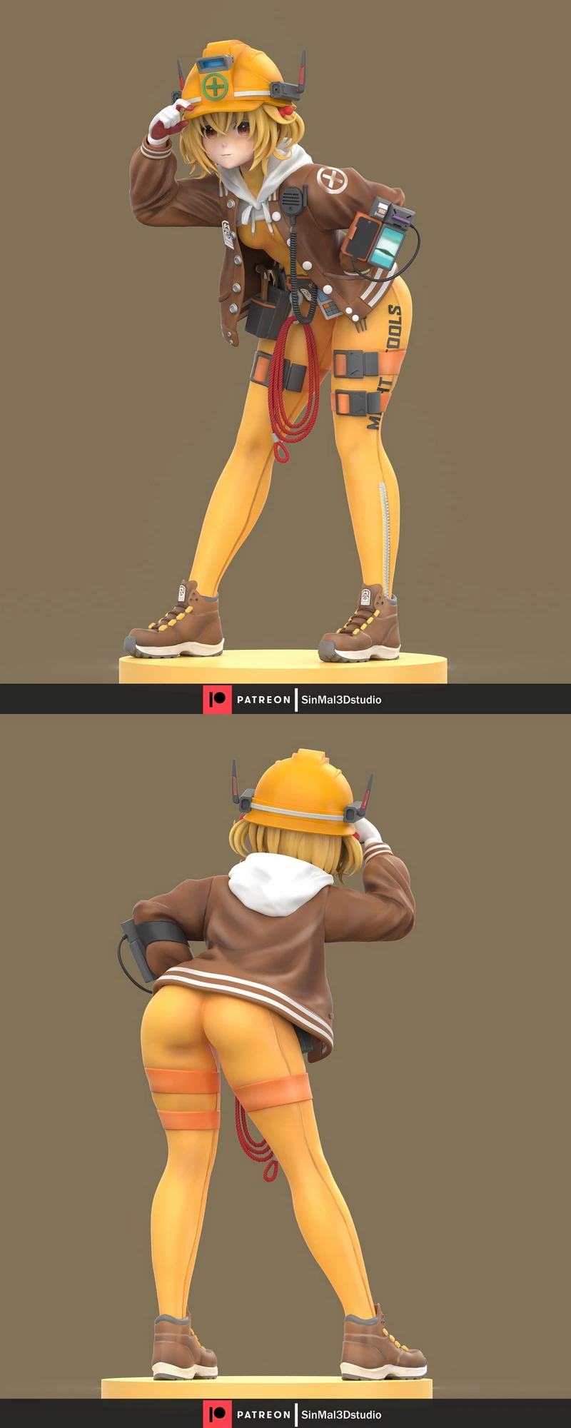 Liter from Goddess of Victory: Nikke in an engineer outfit and yellow hard hat