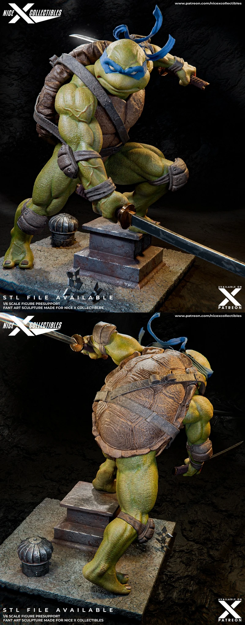 Leonardo Teenage Mutant Ninja Turtles fan-art STL figure with swords