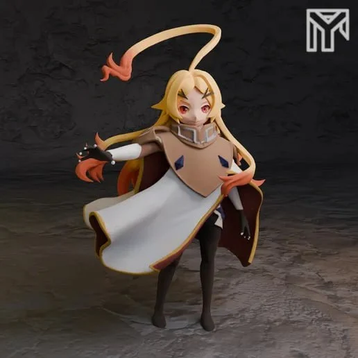 Teoritta anime character figure with blond hair and flowing white garment