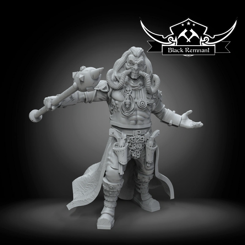 Immortan Joe Mad Max 3D model with armor, mask, club, and trailing coat