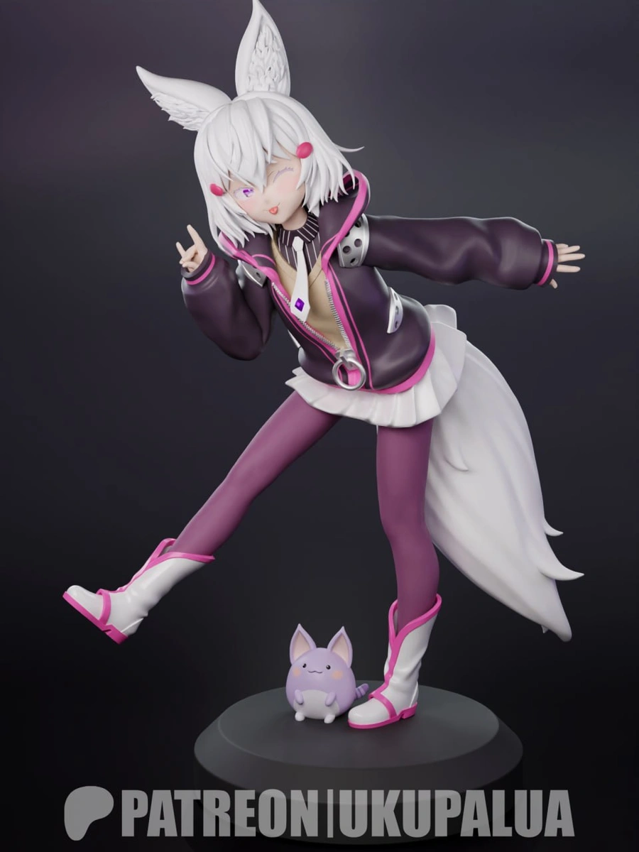 Tenma Maemi fox-eared character figure with white hair and large tail