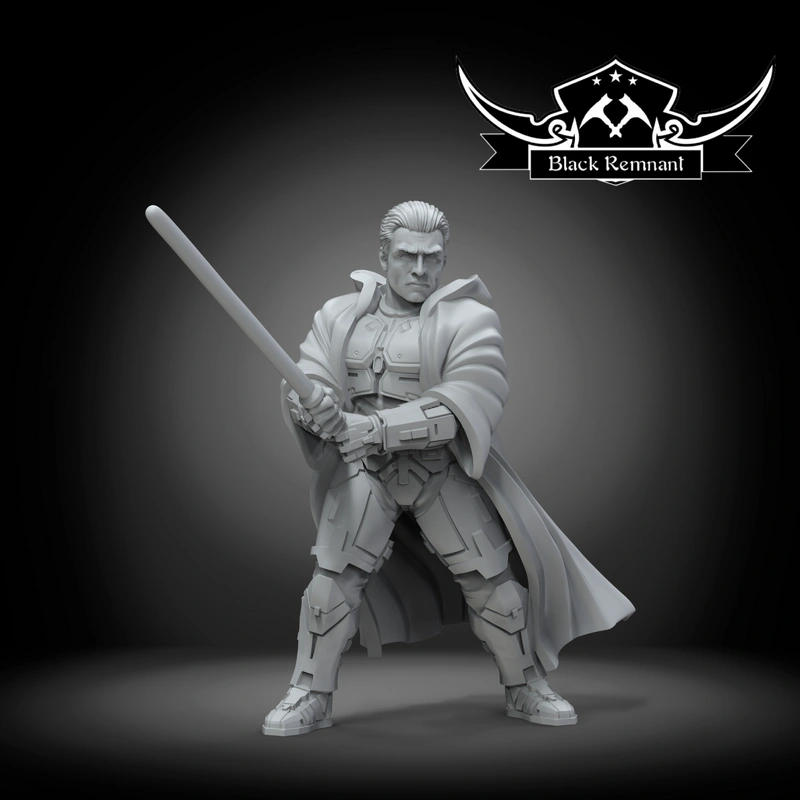 Ven Zallow Star Wars armored figure with cape and lightsaber