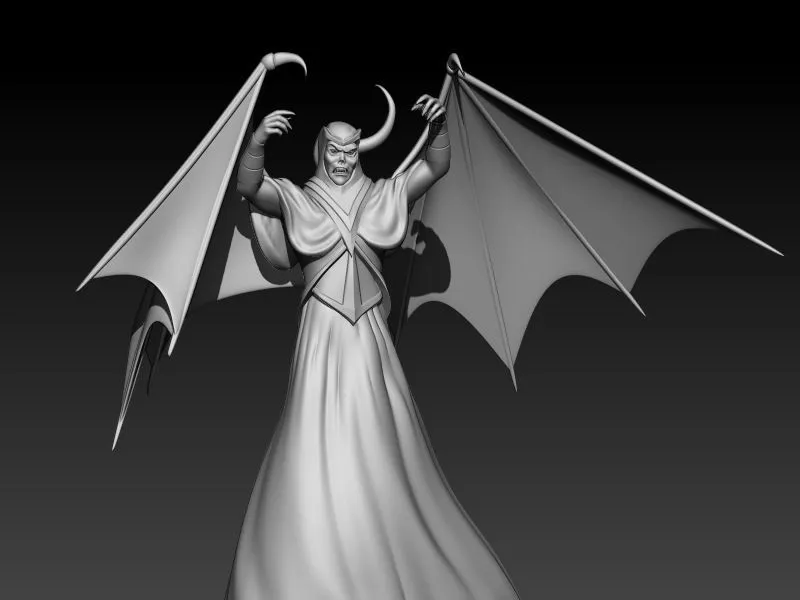 Venger Dungeons & Dragons figure with horns, robe, raised hands, and wide wings