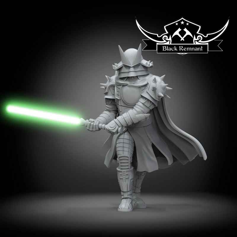 Warb Null Star Wars armored figure holding a green lightsaber