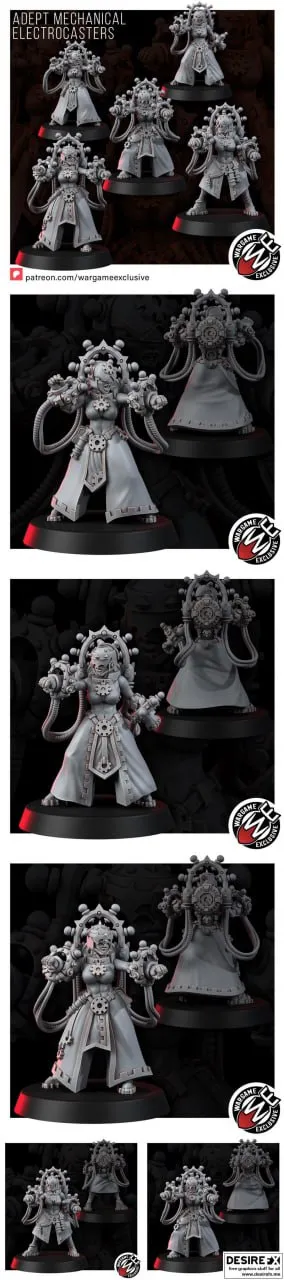 Mechanic Adept Electrocasters sci-fi mechanical miniature figures on round bases