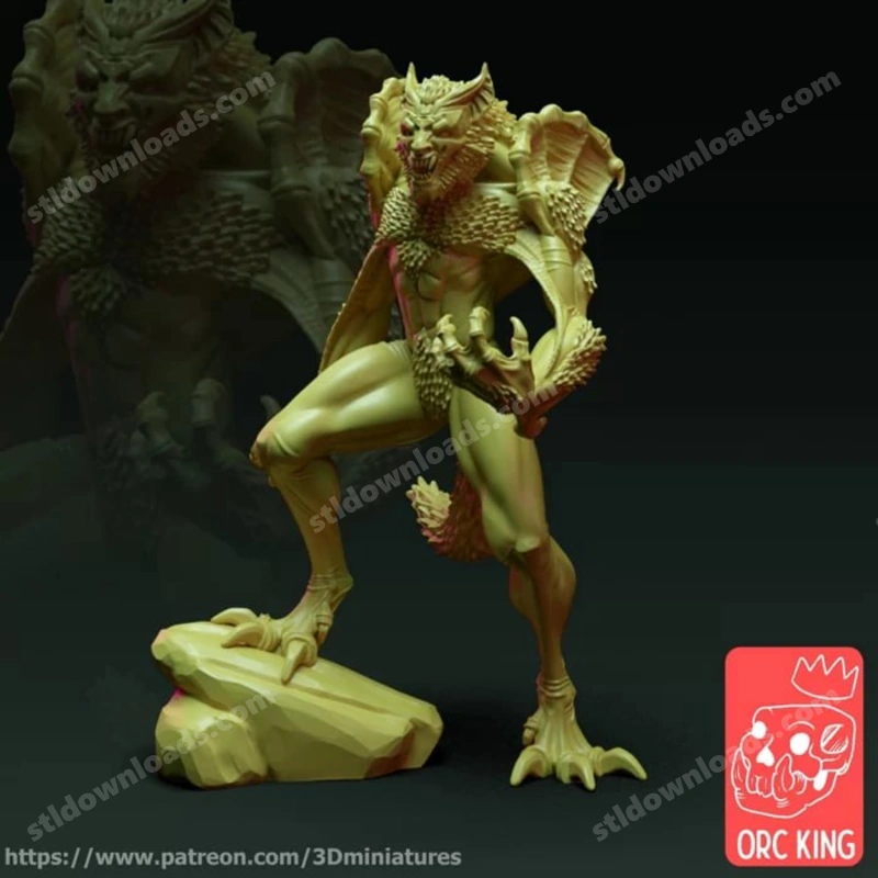 Original werewolf vampire lord 3D model with horns, wings, claws, and a raised leg