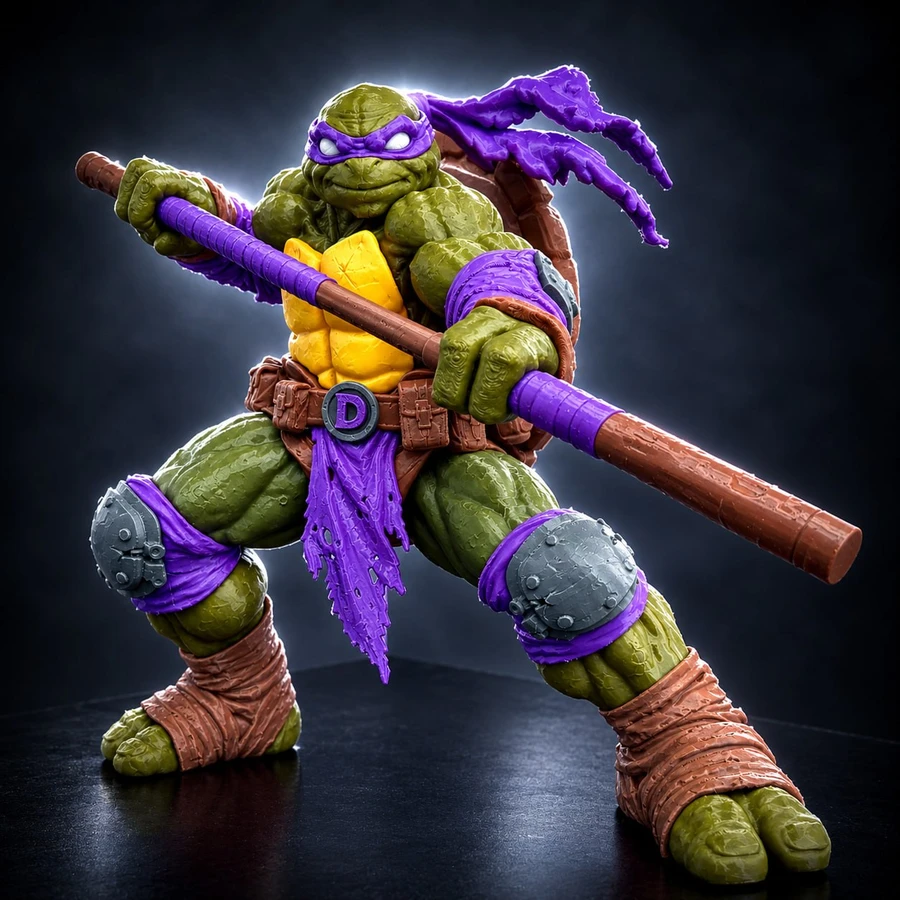 Donatello Teenage Mutant Ninja Turtles 3D figure holding a bo staff