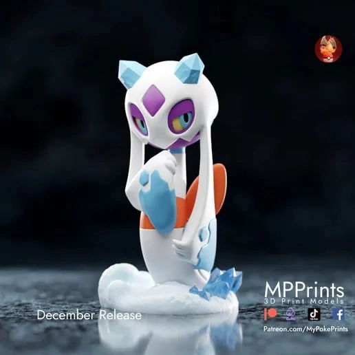 Froslass Pokémon 3D figure with icy details on a sculpted base